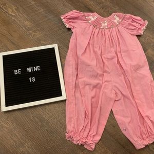 Be Mine smocked poodle romper/ bishop bubble